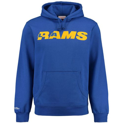 Men's Los Angeles Rams Mitchell & Ness Royal Retro Pullover Hoodie - Click Image to Close